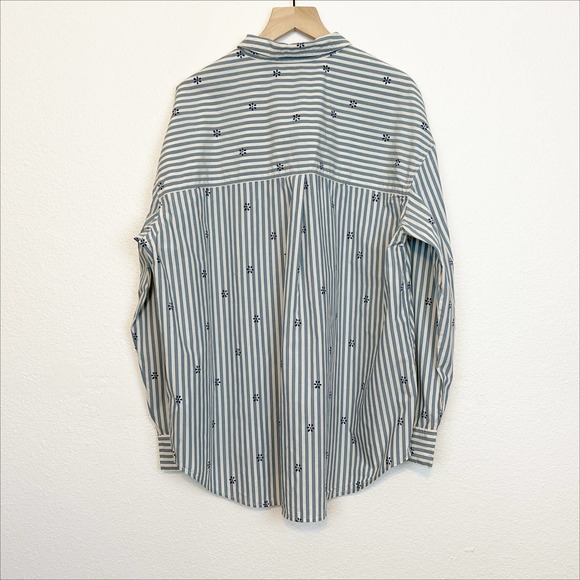 NWT Madewell Floral Painter Shirt Stell Stripe Medium Blue White - Picture 4 of 10
